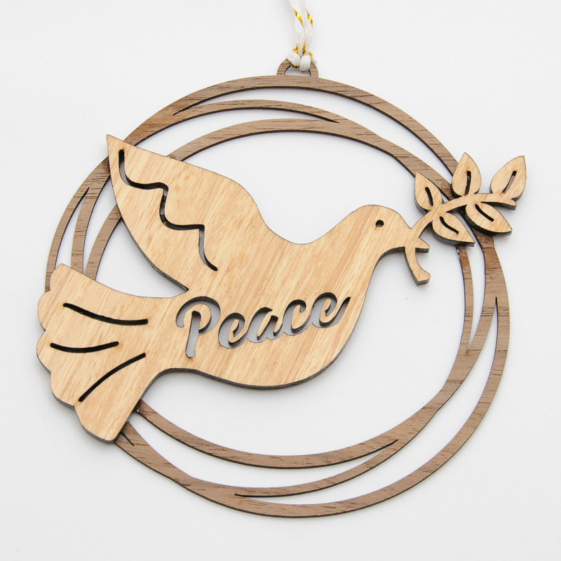 Peace Dove on Walnut Rings